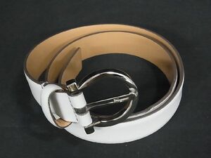 1円 ■美品■ Salvatore Ferragamo フェラガモ ガンチーニ レザー ベルト 表記サイズ65 レディース アイボリー系 BG5850