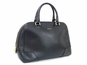 1円 ■美品■ FURLA フルラ ドリー レザー ミニボストン ハンドバッグ レディース ブラック系 BG5444