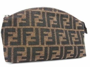 1円 ■極美品■ FENDI フェンディ ズッカ柄 キャンバス マルチケース 化粧ポーチ 小物入れ レディース ブラウン系 AV3131