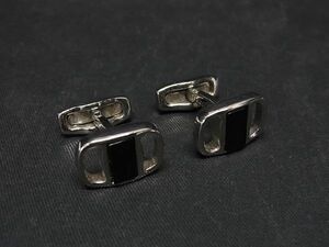 1円 ■美品■ Salvatore Ferragamo フェラガモ ヴァラ カフス カフリンクス カフスボタン アクセサリー シルバー系×ブラック系 AV2615