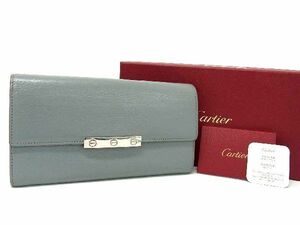 1円 ■美品■ Cartier カルティエ ラブコレクション レザー 二つ折り 長財布 ウォレット レディース グレー系 AU4210