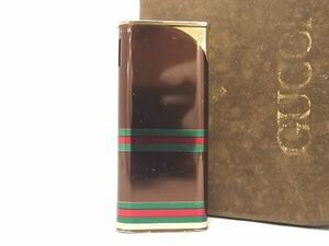 1円 GUCCI グッチ シェリーライン 高級ガスライター 喫煙グッズ 喫煙具 メンズ レディース ブラウン系×マルチカラー CC0669