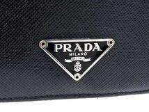 1円 ■美品■ PRADA プラダ サフィアーノレザー 二つ折り 財布 ウォレット 小銭入れ 札入れ メンズ レディース ブラック系 AU4042_画像5