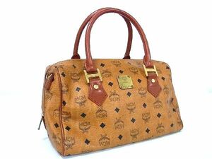 1円 ■美品■ MCM エムシーエム ヴィセトス柄 レザー ハンドバッグ トートバッグ レディース メンズ ブラウン系 AU3462