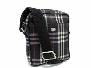 1円 BURBERRY バーバリー ノバチェック ナイロンキャンバス クロスボディ ショルダーバッグ ポシェット レディース ブラック系 AU3560