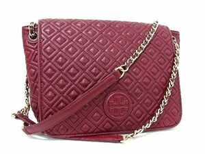 1円 ■美品■ TORY BURCH トリーバーチ レザー キルティング チェーン ショルダーバッグ 肩掛けかばん レディース ボルドー系 AU3683