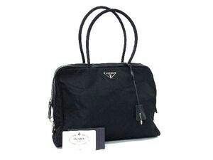 1円 ■美品■ PRADA プラダ BR1185 テスートナイロン トートバッグ ハンドバッグ レディース ブラック系 AU3523