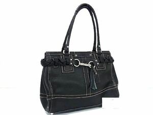 1円 ■極美品■ COACH コーチ F13087 レザー トートバッグ ハンドバッグ レディース ブラック系 CD0306