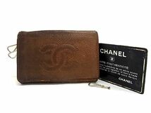 1円 CHANEL シャネル ココマーク キャビアスキン ゴールド金具 6連 キーケース キーリング 鍵入れ レディース メンズ ブラウン系 CD0543_画像1