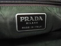 1円 PRADA プラダ テスートナイロン プラスチックハンドル ハンドバッグ トートバッグ レディース メンズ カーキ系 AU3385_画像6