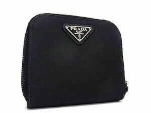 1円 ■美品■ PRADA プラダ テスートナイロン 二つ折り 財布 ウォレット 小銭入れ 札入れ レディース メンズ ブラック系 AU4023