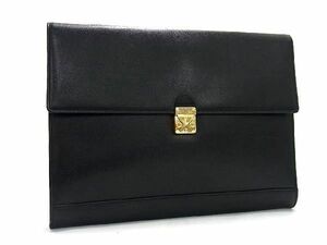 1円 ■美品■ YVESSAINTLAURENT イヴサンローラン ヴィンテージ レザー クラッチバッグ セカンドバッグ メンズ ブラック系 AT2948