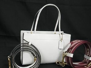 1円 ■美品■ COACH コーチ C8542 カシン キャリー トート 20 レザー 2WAY ショルダーバッグ ハンドバッグ 斜め掛け アイボリー系 AT3181