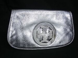 1円 ■極美品■ TORY BURCH トリーバーチ レザー パーティーバッグ クラッチバッグ セカンドバッグ レディース シルバー系 AT3269