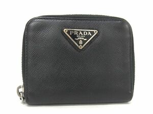 1円 ■美品■ PRADA プラダ サフィアーノレザー コインケース コインパース 小銭入れ レディース メンズ ブラック系 AU4888