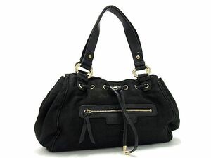 1円 BVLGARI ブルガリ マキシレッタ キャンバス×レザー ハンドバッグ トートバッグ レディース ブラック系 AU3662