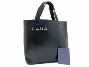 1円 PRADA プラダ レザー パンチングロゴ ポーチ付き トートバッグ ハンドバッグ レディース ブラック系 AU3537