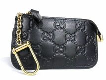 1円 ■極美品■ GUCCI グッチ 447964 2091 グッチシマ レザー コインケース コインパース レディース メンズ ブラック系 AU4860_画像1