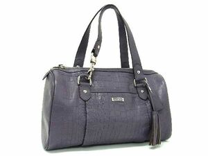 1円 ■極美品■ COACH コーチ F26123 クロコダイル型押しレザー タッセル ミニボストンバッグ ハンドバッグ レディース パープル系 AT2931