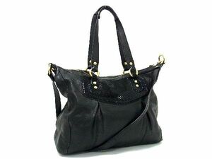 1円 ■美品■ COACH コーチ F20104 レザー 2WAY クロスボディ ショルダー ハンドバッグ トート ブラック系 BG5530