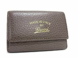 1円 ■美品■ GUCCI グッチ 354499 0416 レザー 6連 キーケース 鍵入れ カード入れ レディース メンズ グレージュ系 AU4640