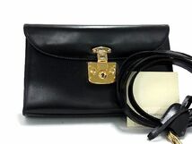 1円 ■美品■ GUCCI グッチ レザー レディロック 2WAY クラッチバッグ ショルダー セカンドバッグ ブラック系 AT3586_画像1