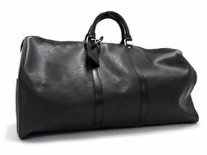 1円 ■美品■ LOUIS VUITTON ルイヴィトン M59142 エピ キーポル55 ボストンバッグ ハンドバッグ メンズ ノワール ブラック系 AV3683