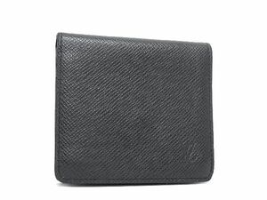 1円 ■美品■ LOUIS VUITTON ルイヴィトン M30452 タイガ ポルトビエ3 カルトクレディ 二つ折り 財布 ウォレット ブラック系 AV3461