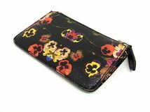 1円 ■美品■ GIVENCHY ジバンシィ レザー フラワー 花柄 コインケース コインパース 小銭入れ ブラック系×マルチカラー AU3979_画像2