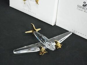 1円 ■新品同様■ SWAROVSKI スワロフスキー クリスタルメモリーズ 飛行機 オブジェ 置物 インテリア クリア×ゴールド系 BE7809