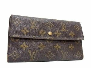 1円 LOUIS VUITTON ルイヴィトン USA モノグラム ポルトトレゾール インターナショナル 三つ折り 長財布 ブラウン系 AU4874