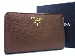 1円 ■美品■ PRADA プラダ サフィアーノレザー 二つ折り 財布 ウォレット 札入れ 小銭入れ メタリック ブラウン系 AU4812