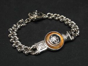 1円 ■美品■ GIANNI VERSACE ジャンニ ヴェルサーチ メデューサ チェーン ブレスレット アクセサリー メンズ シルバー系 AT3763