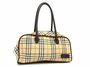 1円 BURBERRY バーバリーブルーレーベル ノバチェック キャンバス×レザー ハンドバッグ トートバッグ レディース ベージュ系 BE8247