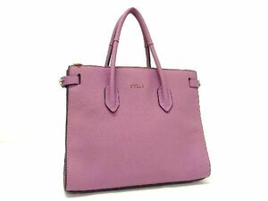 1円 ■美品■ FURLA フルラ ピン レザー ハンドバッグ トートバッグ レディース ピンク系 AT3192