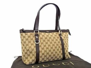 ■極美品■ GUCCI グッチ 141470 GG柄 GGキャンバス×レザー トートバッグ ハンドバッグ ショルダー 肩掛け レディース ブラウン系 AS4369