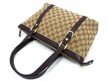 ■極美品■ GUCCI グッチ 141470 GG柄 GGキャンバス×レザー トートバッグ ハンドバッグ ショルダー 肩掛け レディース ブラウン系 AS4369_画像5