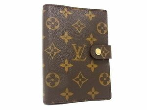 1円 ■美品■ LOUIS VUITTON ルイヴィトン R20005 モノグラム アジェンダPM 6穴式 手帳カバー スケジュール帳 ブラウン系 CC0991