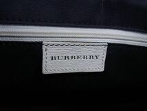 1円 BURBERRY バーバリー キャンバス×レザー 巾着型 ストライプ ハンドバッグ トート ショルダー レディース アイボリー系 CC0749_画像6