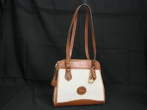 1円 ■美品■ DOONEY&BOURKE ドゥーニーアンドバーク レザー トート ショルダーバッグ 肩掛けかばん アイボリー系×ブラウン系 BF4589