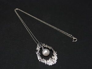 1円 ■美品■ MIKIMOTO ミキモト SV925×本真珠 アコヤ真珠 パール 約7mm ネックレス アクセサリー レディース シルバー系 AU5212