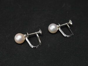 1円 ■美品■ MIKIMOTO ミキモト 本真珠 アコヤ真珠 パール 約6mm SV925 ネジ式 イヤリング アクセサリー シルバー系 AU5480