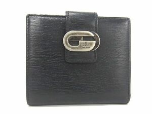 1円 ■美品■ GUCCI グッチ 035 2888 2111 レザー Wホック 二つ折り 財布 ウォレット 小銭入れ 札入れ ブラック系 BE8676