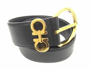 1円 ■美品■ Salvatore Ferragamo フェラガモ ダブルガンチーニ レザー ベルト 表記サイズ65 レディース ブラック系 BE8475