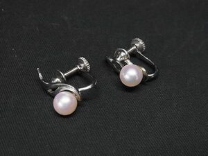 1円 MIKIMOTO ミキモト 本真珠 アコヤ真珠 パール 約6mm SV925 ネジ式 イヤリング アクセサリー レディース シルバー系 AV3878