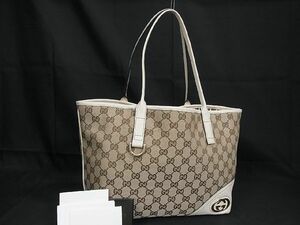 1円 ■美品■ GUCCI グッチ 169946 001013 アビー インターロッキングG GGキャンバス トートバッグ ショルダー ブラウン系 AT3545