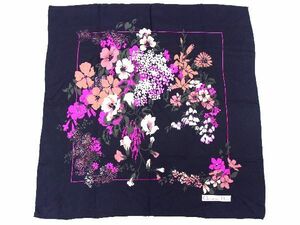 1円 ■美品■ ChristianDior ディオール フラワー 花柄 スカーフ ストール ショール レディース ブラック系×マルチカラー BG5840