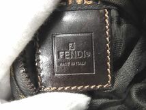 1円 FENDI フェンディ ズッカ柄 ナイロンキャンバス×レザー マルチケース 化粧ポーチ 小物入れ レディース ブラウン系 AU3974_画像4