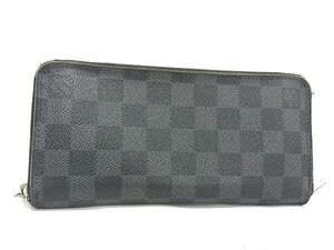 1円 LOUIS VUITTON ルイヴィトン N63195 ダミエグラフィット ジッピーウォレット ヴェルティカル ラウンドファスナー 長財布 AU4256