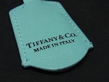 1円 ■極美品■ TIFFANY＆Co ティファニー レザー クロシェット ドッグタグ バッグチャーム シルバー系×ティファニーブルー AQ5197_画像4